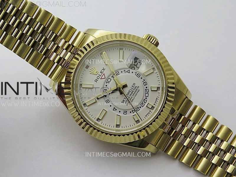 Sky-Dweller 326935 904L YG Noob 1:1 Best Edition White Dial on YG Jubilee Bracelet Asian 23J to 9001