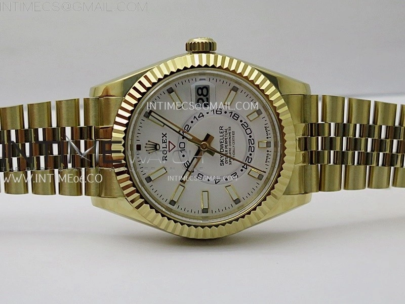 Sky-Dweller 326935 904L YG Noob 1:1 Best Edition White Dial on YG Jubilee Bracelet Asian 23J to 9001