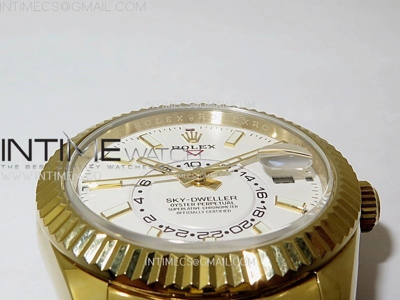 Sky-Dweller 326935 904L YG Noob 1:1 Best Edition White Dial on YG Jubilee Bracelet Asian 23J to 9001