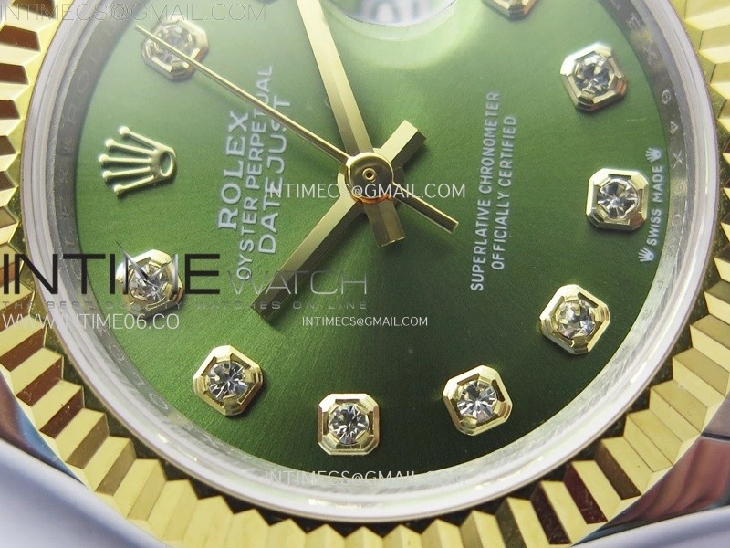 Datejust 28mm 279173 SS YG APSF Best Edition Green Dial Crystals Markers on Jubilee Bracelet NH05