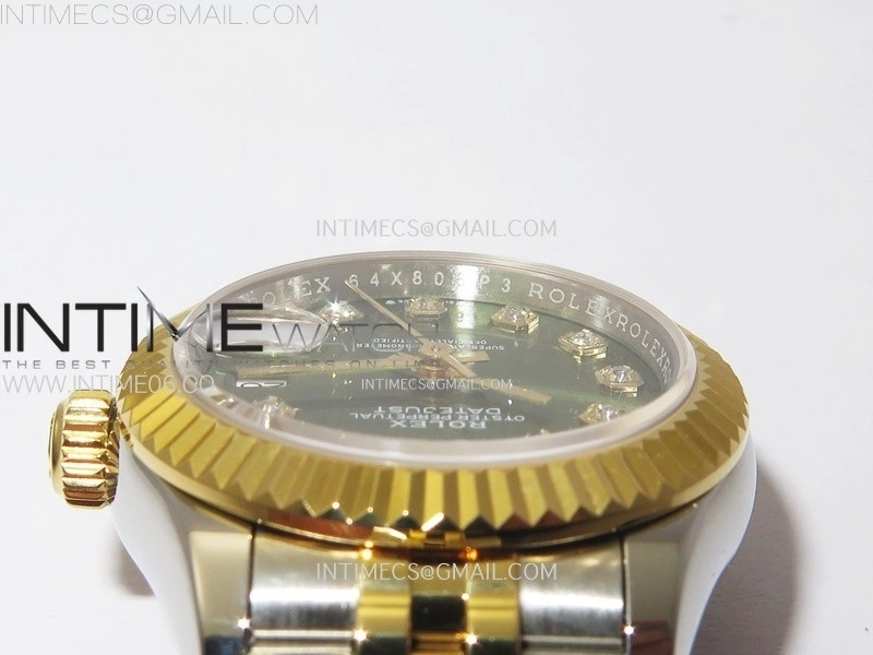 Datejust 28mm 279173 SS YG APSF Best Edition Green Dial Crystals Markers on Jubilee Bracelet NH05