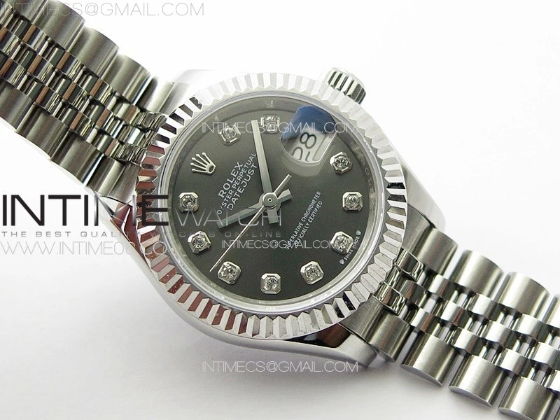 Datejust 28mm 279179 SS APSF Best Edition Gray Dial Crystals Markers on SS Jubilee Bracelet NH05