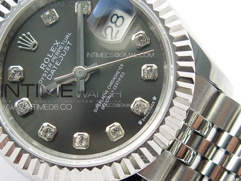 Datejust 28mm 279179 SS APSF Best Edition Gray Dial Crystals Markers on SS Jubilee Bracelet NH05