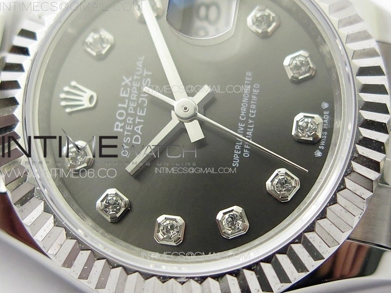 Datejust 28mm 279179 SS APSF Best Edition Gray Dial Crystals Markers on SS Jubilee Bracelet NH05