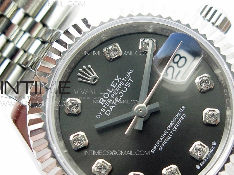 Datejust 28mm 279179 SS APSF Best Edition Gray Dial Crystals Markers on SS Jubilee Bracelet NH05