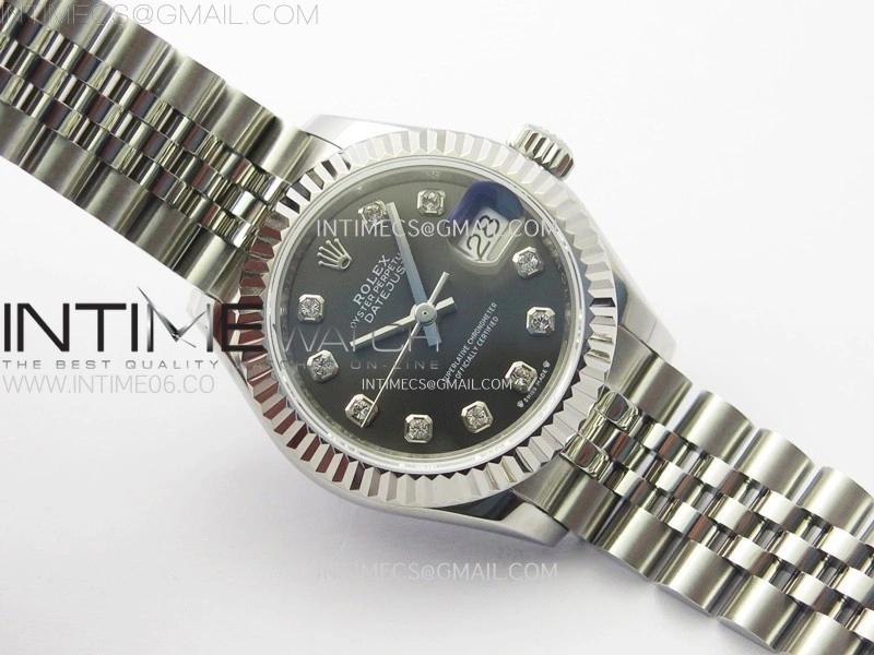 Datejust 28mm 279179 SS APSF Best Edition Gray Dial Crystals Markers on SS Jubilee Bracelet NH05
