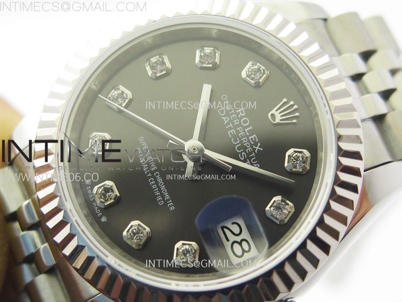 Datejust 28mm 279179 SS APSF Best Edition Gray Dial Crystals Markers on SS Jubilee Bracelet NH05