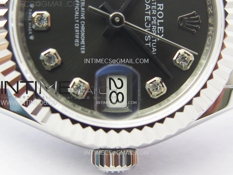 Datejust 28mm 279179 SS APSF Best Edition Gray Dial Crystals Markers on SS Jubilee Bracelet NH05