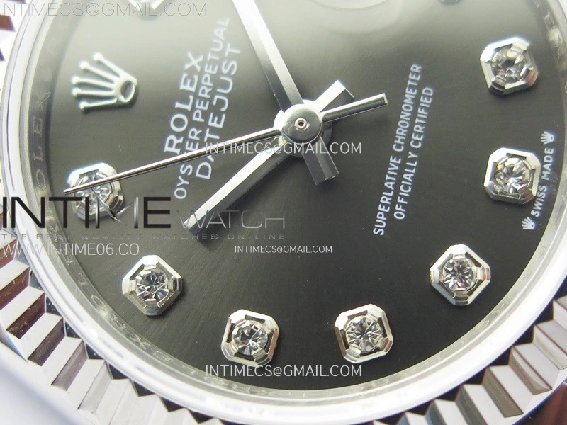 Datejust 28mm 279179 SS APSF Best Edition Gray Dial Crystals Markers on SS Jubilee Bracelet NH05