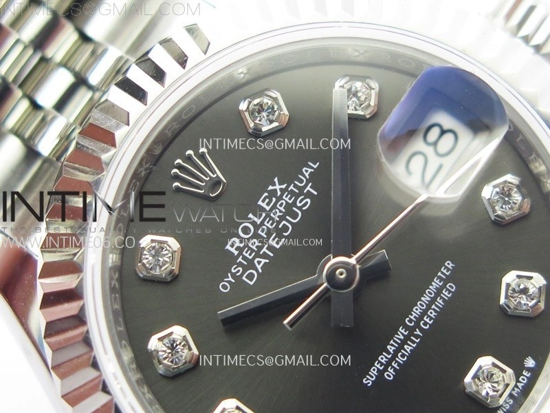 Datejust 28mm 279179 SS APSF Best Edition Gray Dial Crystals Markers on SS Jubilee Bracelet NH05