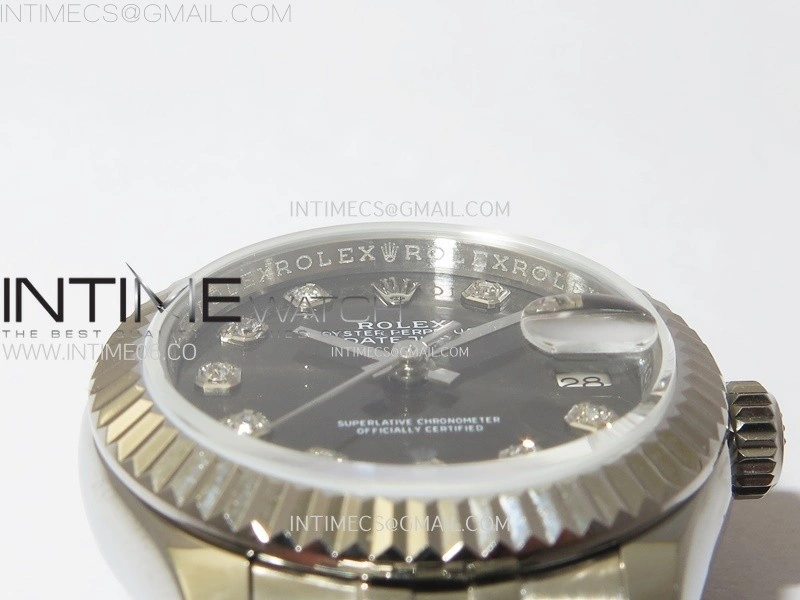 Datejust 28mm 279179 SS APSF Best Edition Gray Dial Crystals Markers on SS Jubilee Bracelet NH05