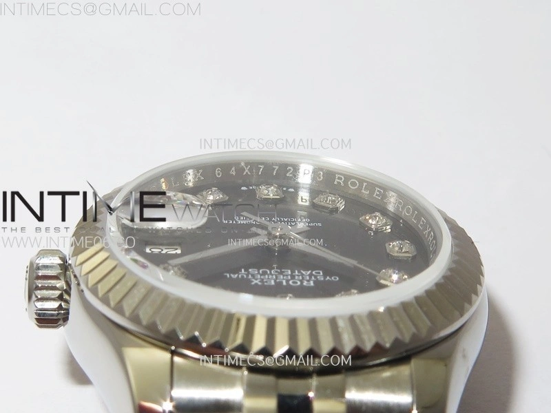 Datejust 28mm 279179 SS APSF Best Edition Gray Dial Crystals Markers on SS Jubilee Bracelet NH05