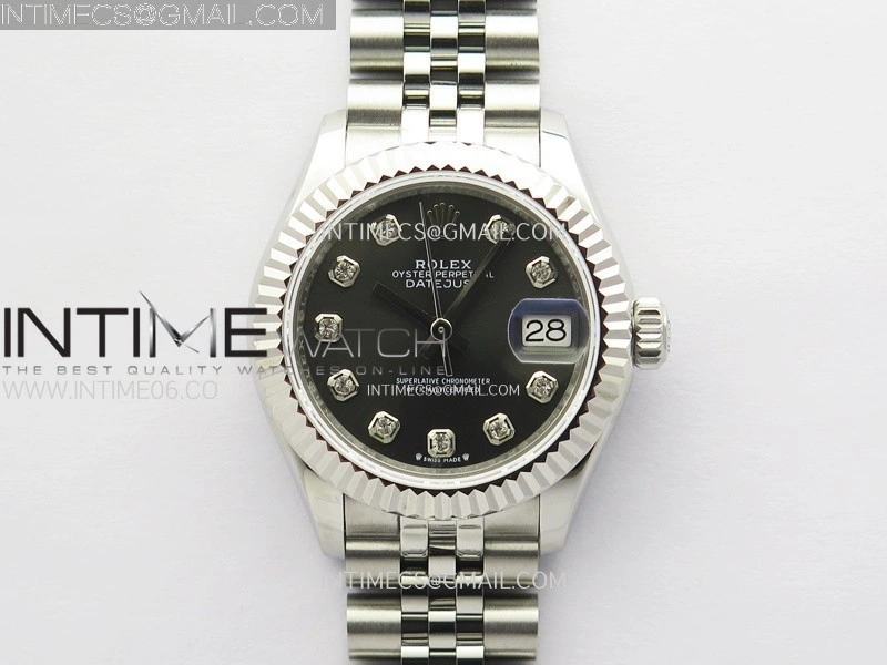 Datejust 28mm 279179 SS APSF Best Edition Gray Dial Crystals Markers on SS Jubilee Bracelet NH05