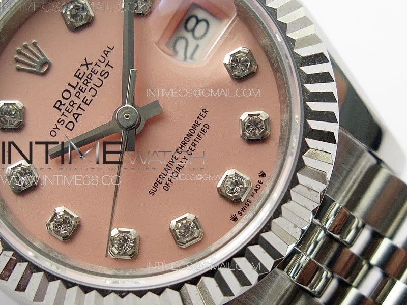 Datejust 28mm 279179 SS APSF Best Edition Pink Dial Crystals Markers on SS Jubilee Bracelet NH05