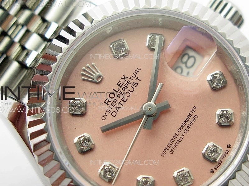 Datejust 28mm 279179 SS APSF Best Edition Pink Dial Crystals Markers on SS Jubilee Bracelet NH05
