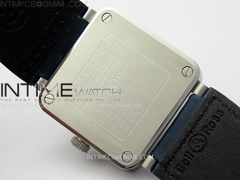 BR03-93 GMT Blue Black Bezle SS B12 Best Edition Blue Dial on Blue Leather Strap A2836