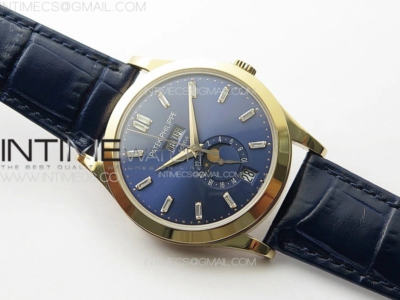 Annual Calendar Moonphase 5396 RG PPF 1:1 Best Edition Blue Dial T Crystal Markers on Blue Leather Strap A324