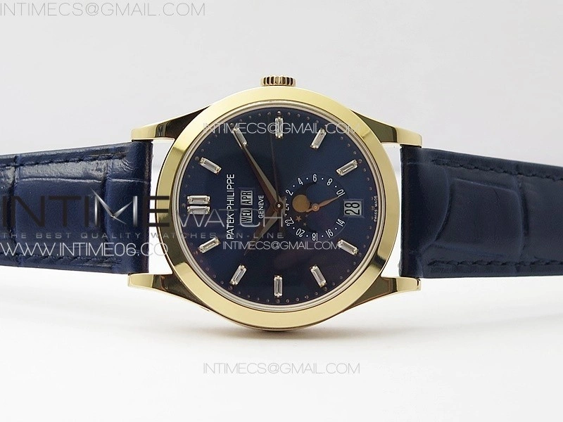 Annual Calendar Moonphase 5396 RG PPF 1:1 Best Edition Blue Dial T Crystal Markers on Blue Leather Strap A324