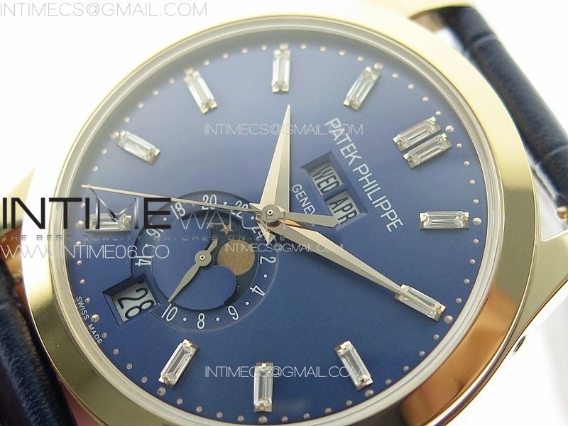 Annual Calendar Moonphase 5396 RG PPF 1:1 Best Edition Blue Dial T Crystal Markers on Blue Leather Strap A324