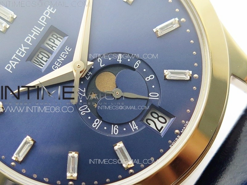 Annual Calendar Moonphase 5396 RG PPF 1:1 Best Edition Blue Dial T Crystal Markers on Blue Leather Strap A324