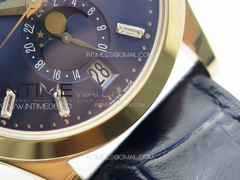 Annual Calendar Moonphase 5396 RG PPF 1:1 Best Edition Blue Dial T Crystal Markers on Blue Leather Strap A324