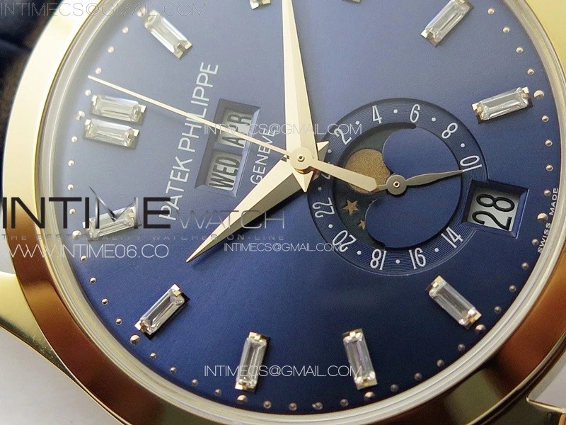 Annual Calendar Moonphase 5396 RG PPF 1:1 Best Edition Blue Dial T Crystal Markers on Blue Leather Strap A324