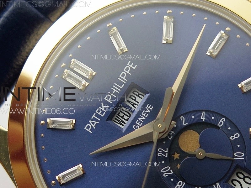 Annual Calendar Moonphase 5396 RG PPF 1:1 Best Edition Blue Dial T Crystal Markers on Blue Leather Strap A324
