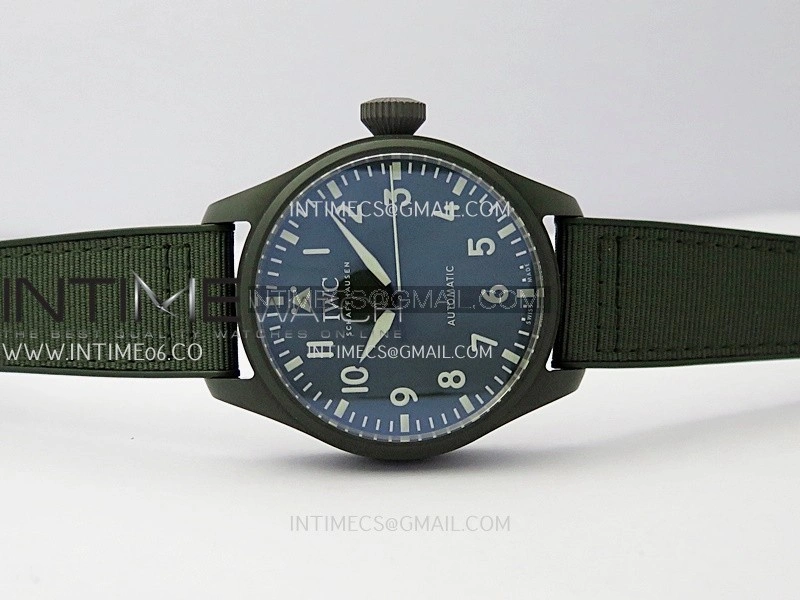 Big Pilot IW329802 43 Woodland Green Ceramic M+F 1:1 Best Edition Green Dial On Nylon Strap 8N24