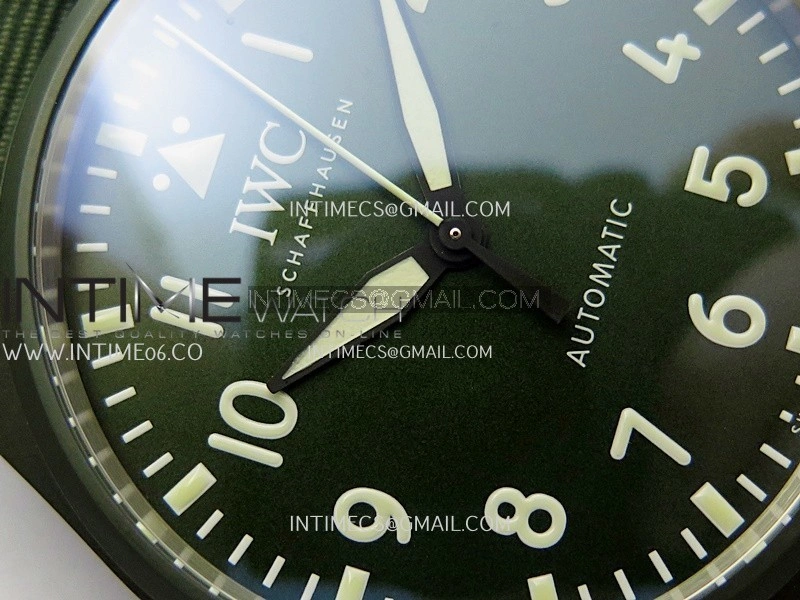 Big Pilot IW329802 43 Woodland Green Ceramic M+F 1:1 Best Edition Green Dial On Nylon Strap 8N24