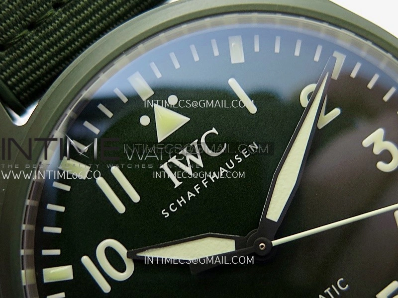Big Pilot IW329802 43 Woodland Green Ceramic M+F 1:1 Best Edition Green Dial On Nylon Strap 8N24