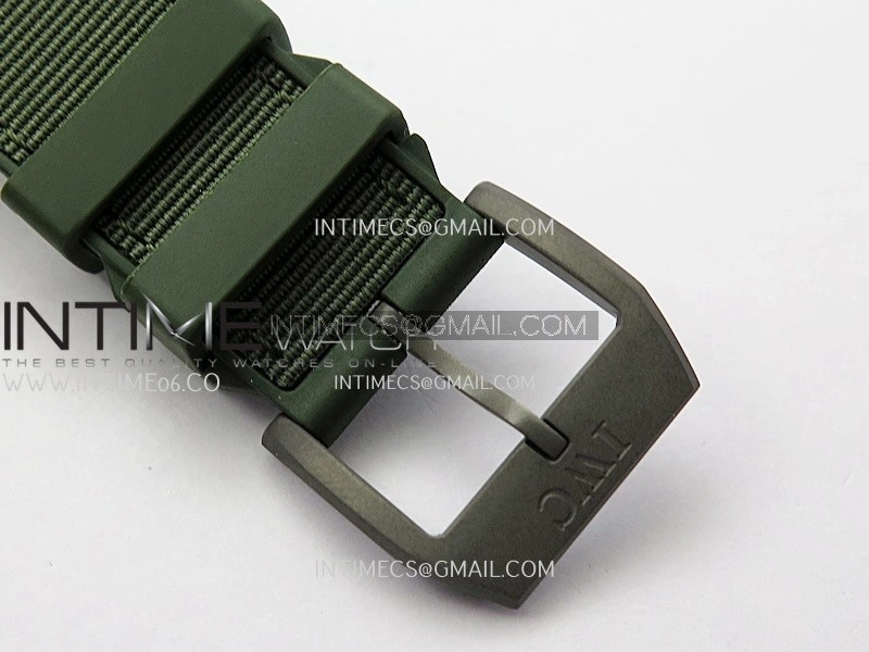 Big Pilot IW329802 43 Woodland Green Ceramic M+F 1:1 Best Edition Green Dial On Nylon Strap 8N24