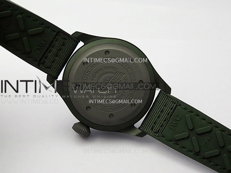 Big Pilot IW329802 43 Woodland Green Ceramic M+F 1:1 Best Edition Green Dial On Nylon Strap 8N24