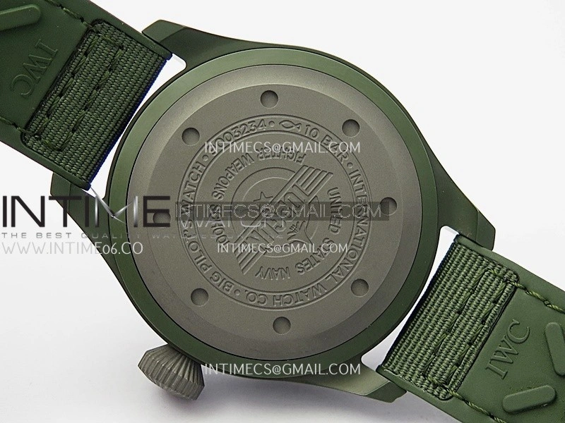 Big Pilot IW329802 43 Woodland Green Ceramic M+F 1:1 Best Edition Green Dial On Nylon Strap 8N24