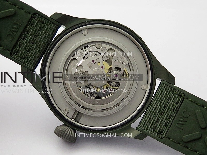 Big Pilot IW329802 43 Woodland Green Ceramic M+F 1:1 Best Edition Green Dial On Nylon Strap 8N24