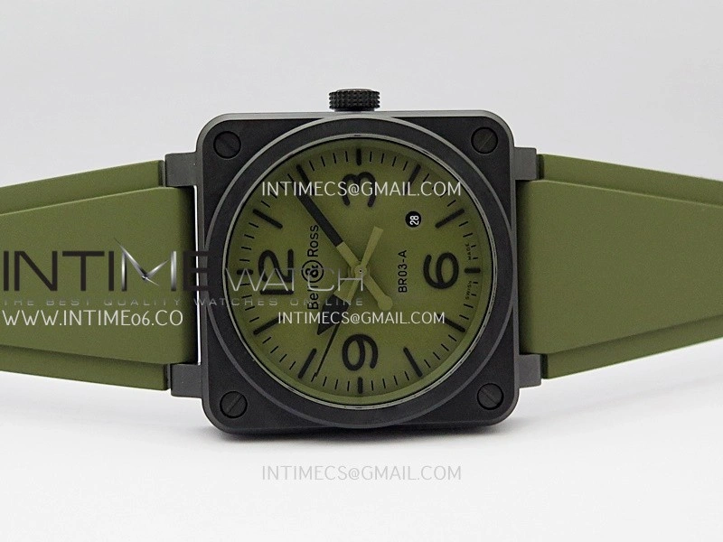 BR03A 41mm Real Ceramic 1:1 Best Edition Green Dial On Green Rubber Strap MIYOTA 9015
