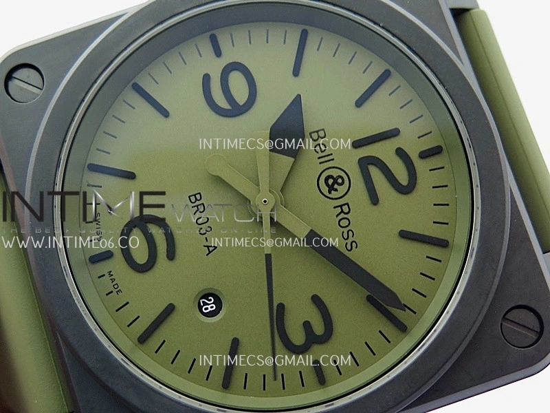 BR03A 41mm Real Ceramic 1:1 Best Edition Green Dial On Green Rubber Strap MIYOTA 9015