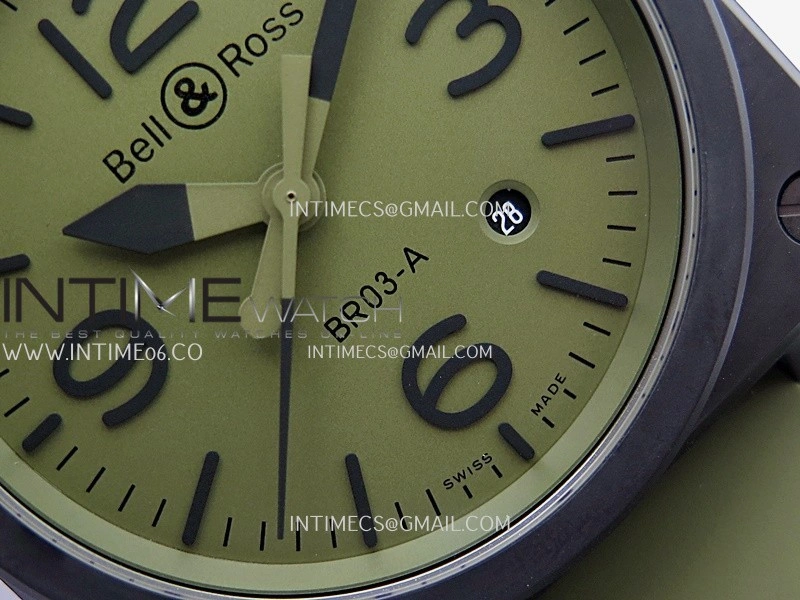 BR03A 41mm Real Ceramic 1:1 Best Edition Green Dial On Green Rubber Strap MIYOTA 9015