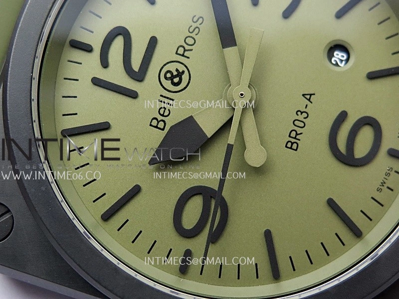 BR03A 41mm Real Ceramic 1:1 Best Edition Green Dial On Green Rubber Strap MIYOTA 9015