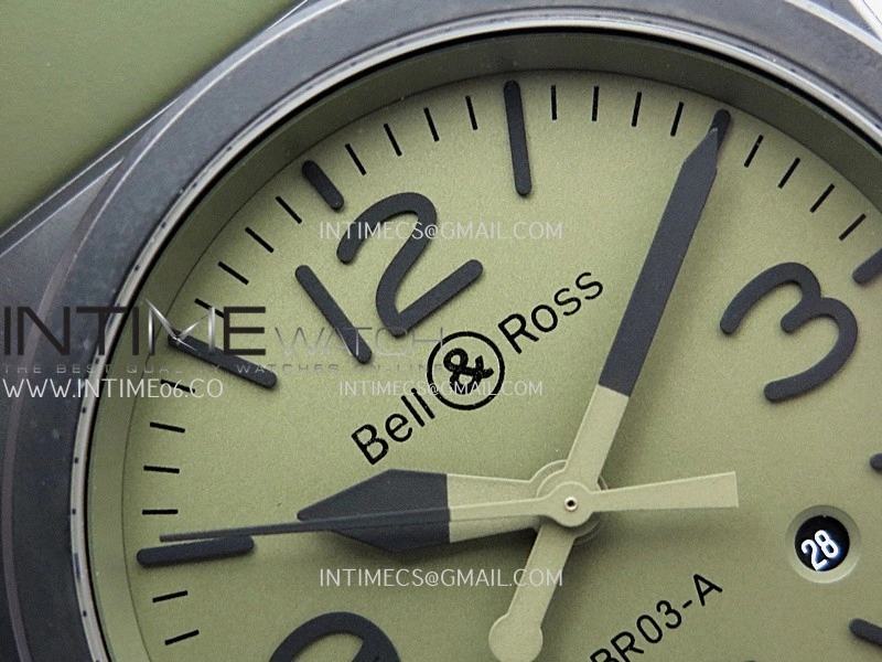 BR03A 41mm Real Ceramic 1:1 Best Edition Green Dial On Green Rubber Strap MIYOTA 9015