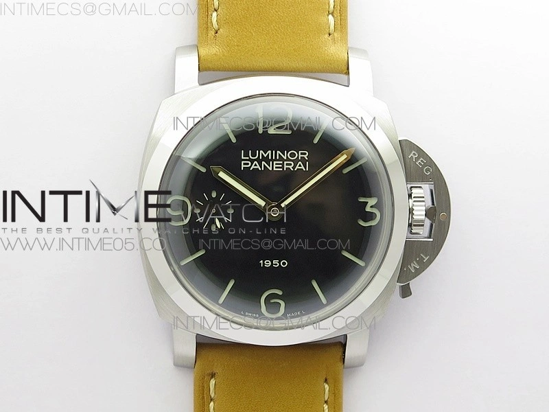 PAM127 XF 1:1 Best Edition Black Dial on Brown Leather Strap A6497 with Y-Incabloc