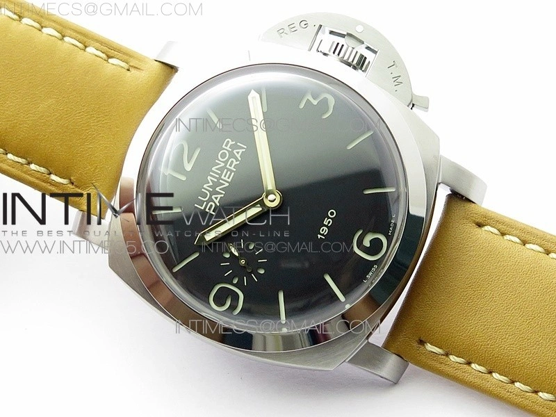 PAM127 XF 1:1 Best Edition Black Dial on Brown Leather Strap A6497 with Y-Incabloc