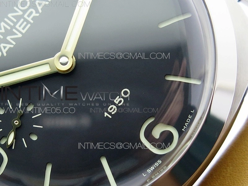 PAM127 XF 1:1 Best Edition Black Dial on Brown Leather Strap A6497 with Y-Incabloc