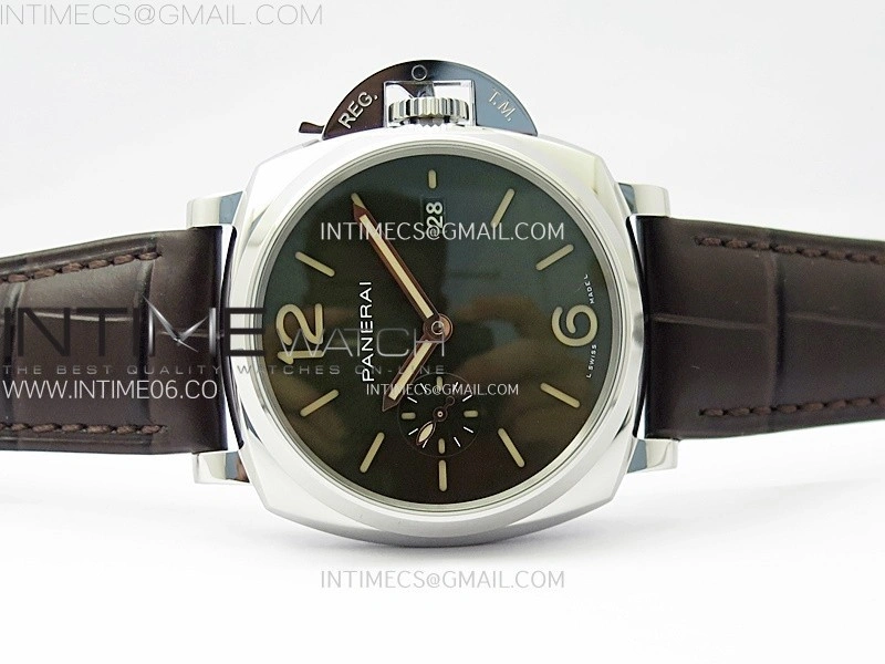 PAM1329 Y SS VSF 1:1 Best Edition Green Sun Dial on Black Leather Strap Asian P900