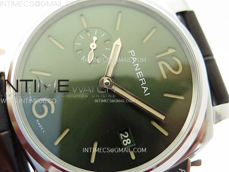 PAM1329 Y SS VSF 1:1 Best Edition Green Sun Dial on Black Leather Strap Asian P900