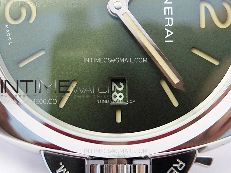 PAM1329 Y SS VSF 1:1 Best Edition Green Sun Dial on Black Leather Strap Asian P900