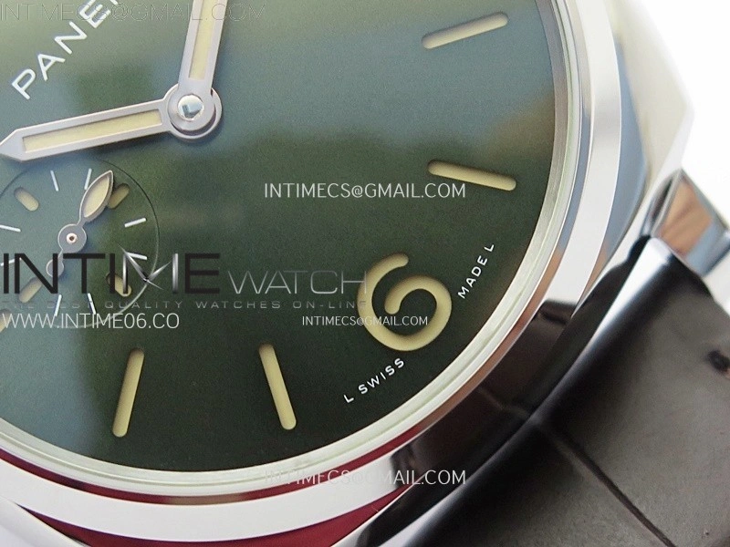 PAM1329 Y SS VSF 1:1 Best Edition Green Sun Dial on Black Leather Strap Asian P900