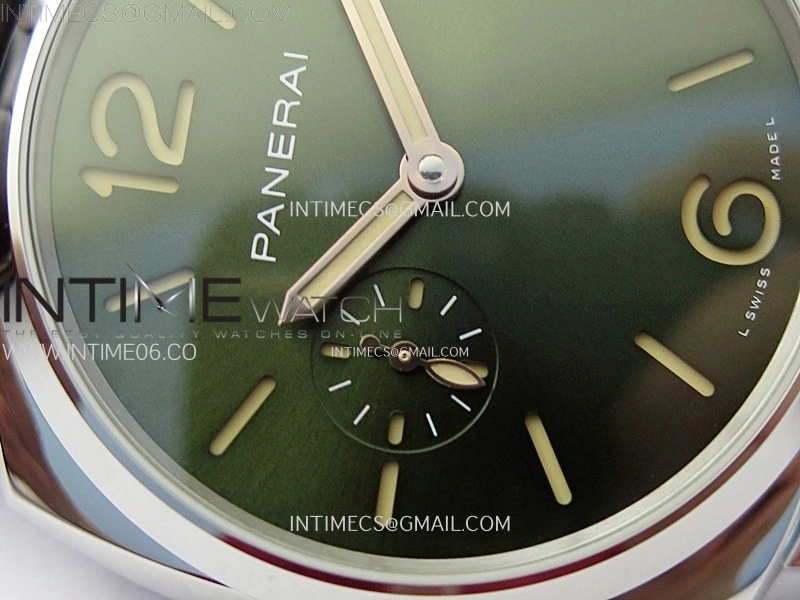 PAM1329 Y SS VSF 1:1 Best Edition Green Sun Dial on Black Leather Strap Asian P900