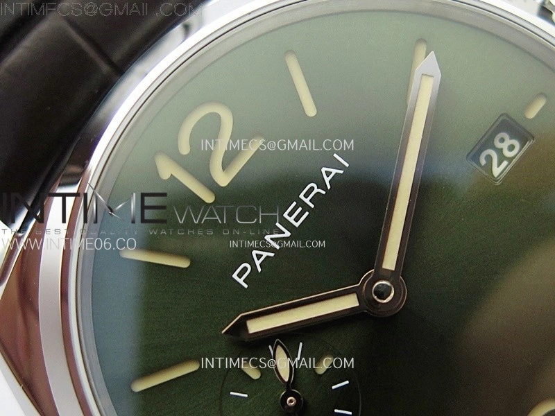 PAM1329 Y SS VSF 1:1 Best Edition Green Sun Dial on Black Leather Strap Asian P900