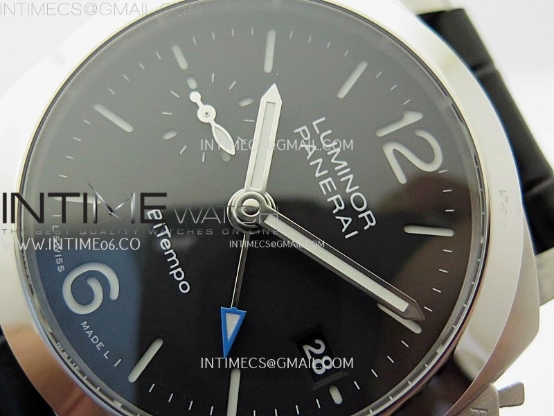 PAM1365 Z GMT SS VSF 1:1 Best Edition Black Dial on Black Leather Strap Asian P900