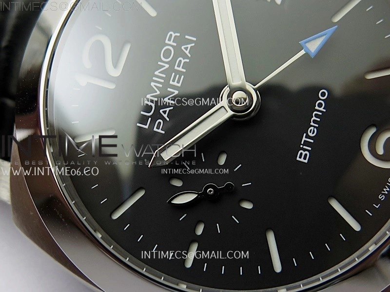 PAM1365 Z GMT SS VSF 1:1 Best Edition Black Dial on Black Leather Strap Asian P900